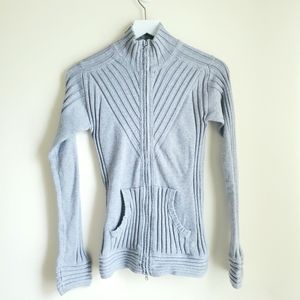 Athleta Freestone Zip Up Ribbed Sweater